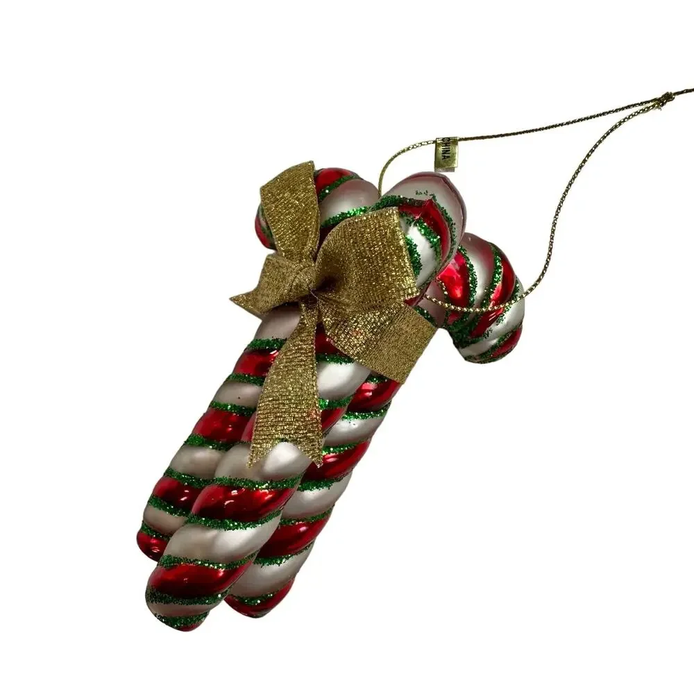 Fitz & Floyd In Box Glass Candylane Candy Cane Christmas Tree Ornament Decor